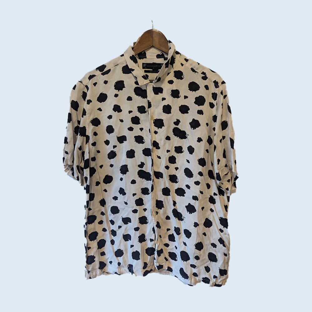 All Saints Black and White Casual Button Down Shirt